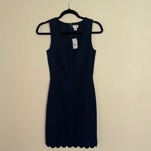 J. Crew Factory New Navy Blue Scalloped Mini Dress